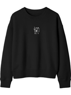 Yuniee Unisex Oversize/geniş Kalıp Bisiklet Yaka Pamuklu Sweatshirt Not Before Coffee - Siyah