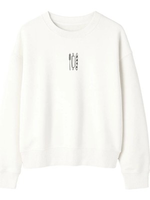 Yuniee Unisex Oversize/geniş Kalıp Bisiklet Yaka Pamuklu Sweatshirt Dough Mood - Ekru