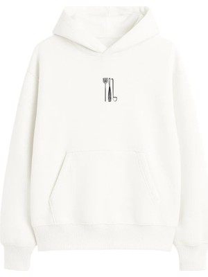 Yuniee Unisex Oversize/geniş Kalıp Kapüşonlu Kalın Içi Polarlı/şardonlu Sweatshirt Stir Up - Ekru