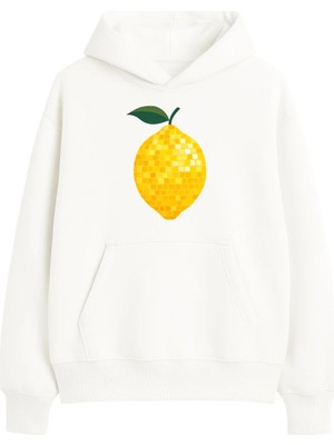 Yuniee Baskılı Unisex Oversize/geniş Kalıp Kapüşonlu Kalın Içi Polarlı/şardonlu Sweatshirt Glowmon - Ekru
