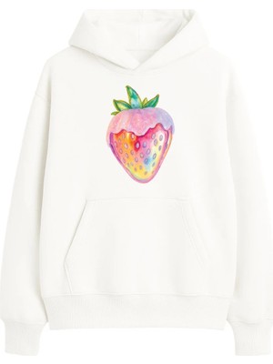 Yuniee Baskılı Unisex Oversize/geniş Kalıp Kapüşonlu Kalın Içi Polarlı/şardonlu Sweatshirt Glaze Glow - Ekru