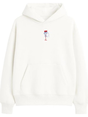 Yuniee Unisex Oversize/geniş Kalıp Kapüşonlu Kalın Içi Polarlı/şardonlu Sweatshirt Cheers To Me - Ekru