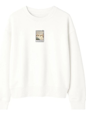 Yuniee Unisex Oversize Bisiklet Yaka Pamuklu Ekru Sweatshirt 3 Iplik Şardonsuz Touch Of Creation