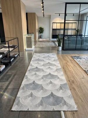 Sarar Sfr Gri Antiq Halı Modern Kaymaz Taban Salon Hol, Koridor Mutfak Yıkanabilir Jel Kesme Yolluk