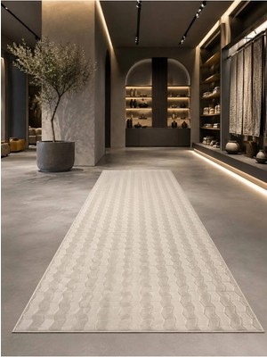 Sarar Altınsar Svr Antiq Halı Krem Modern Kaymaz Taban Salon Hol, Koridor Mutfak Yıkanabilir Jel Kesme Yolluk