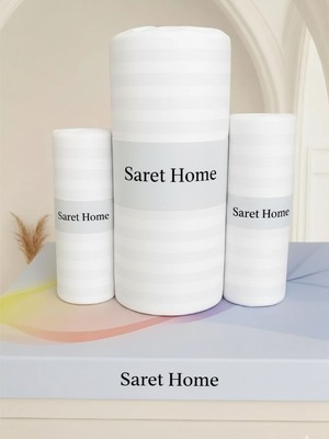 Saret Home Pamuk Saten Çift Kişilik Lastikli Çarşaf Set ,otel Tipi Yastıklı ,
