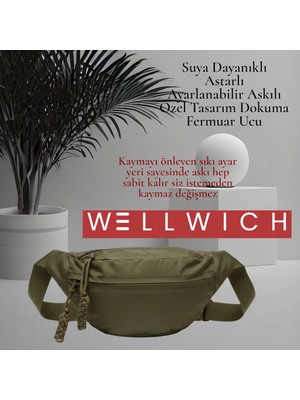 Wellwich Haki Renk Çapraz Çanta Bel Çantası Spor Çantası Ultra Hafif Oxford Kumaş Suya Dayanıklı