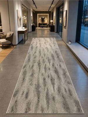 Plato Sft Antiq Halı Gri Modern Kaymaz Taban Salon Hol, Koridor Mutfak Yıkanabilir Jel Kesme Yolluk