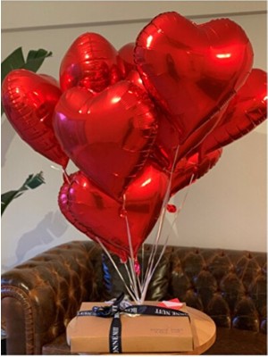 Empressco Kırmızı Renk Folyo Kalp Balon Seti, 60 Cm, 5 Adet, Kutlama ve Sevgi Teması
