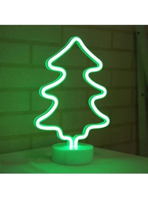Keyfim Shop Çam Ağacı Tasarımlı Neon LED Lamba 30X19 cm