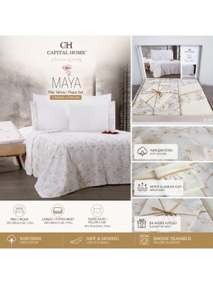 Capital Home %100 Pamuklu Dijital Çift Kişilik Pike Takımı