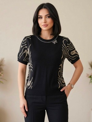 Eskişehir Mağazacılık 70539 Onteks Kolları Desenli Bluz