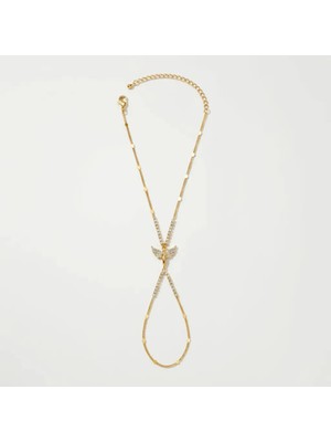 Fashion Accessories Kelebek Figürlü Zirkon Taşlı Gold Renk Şahmeran Bileklik