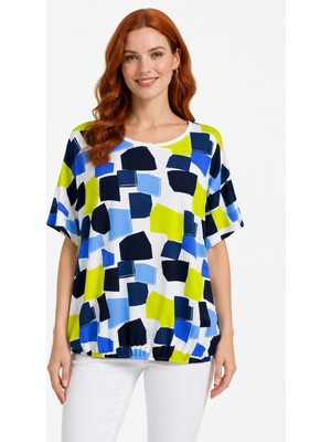 Neden Tekstil Kadın Renkli Desenli Oversize T-Shirt