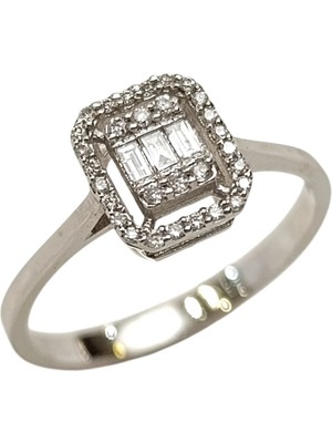 Altın Ofisi 0.14ct Baget Pırlanta Taşlı Yüzük 14 Ayar Altın HD VİDEOLU