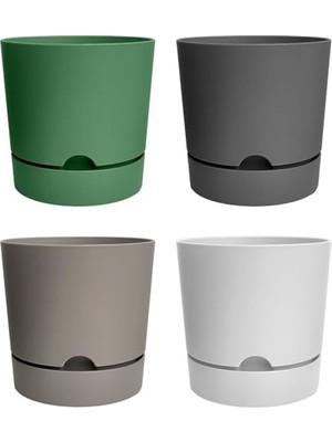 Esranın Dünyası Plastik Drenajlı Saksı Seti, 4 Adet 9 Litre Karışık Renk