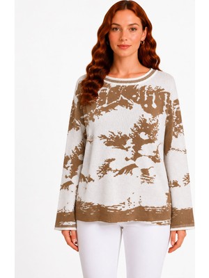 Neden Tekstil Kadın Relaxed Fit Desenli Triko Kazak