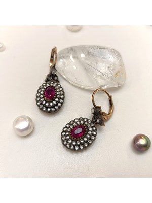 Altın Ofisi 1,79CT Yakut ve 1,62CT Elmas Taşlı Oval  Set Takım 8 Ayar Altın Hd Videolu