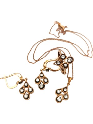 Altın Ofisi 0,82CT Elmas Taşlı Damla Set Takım 8 Ayar Altın Hd Videolu