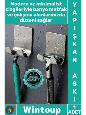 Wintoup #askı Banyo Mutfak Havlu Jilet Priz Tutucu Şık Çok Amaçlı Kendinden Yapışkanlı Paslanmaz Çelik Askı