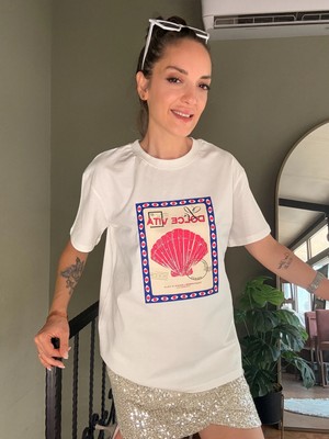 Ali Butik Ekru Dolce Vita Baskılı Tişört