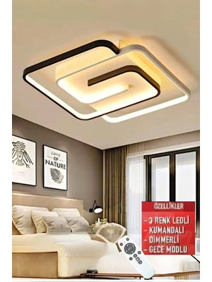 St Aydınlatma Bamberg Uzaktan Kumandalı 3 Renk Işıklı Dimmerli Plafonyer LED Avize