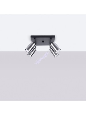 Riolight Rıolıght Modern Siyah Gövde1 Krom1 Hareketli1 Başlık 4XGU10 LED Kare Spot Avize(Ampül Dahildir)