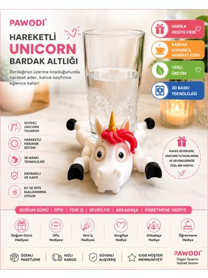 Generic Pawodi Hareketli Unicorn Bardak Altlığı 3D Baskı Şaşkın Unicorn Coaster Bardak Konunca Hareket Eden Dekoratif Kahve Çay Kupa Altlığı Masa Aksesuarı Hediye