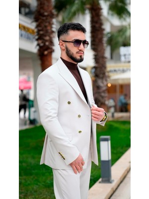 Dupont Classics Dupont Erkek Kruvaze Takım Elbise - Slim Fit 6 Drop Sivri Yaka Çift Yırtmaç