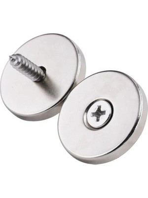 Eco Lounge 2 Adet 25X10/5X5,5 mm Neodyum Mıknatıs Havşa Delikli Magnet Vida Atılabilir N35 Nikel Paslanmaz