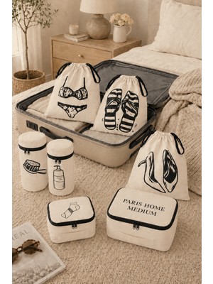 Paris Home 7 Parça Premium Valiz Düzenleyici Bavul Içi Organizer Seti Seyahat Hurcu