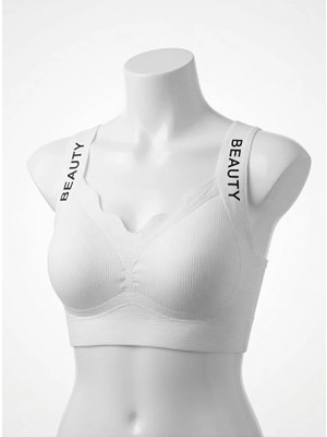 Ronson Beyaz Beauty Yazılı Ribalı Bralet Sütyen