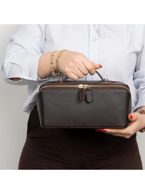 Eco Lounge Ella Kadın Seyahat Kozmetik Bakım Makyaj Çantası Organizer Koyu Kahve