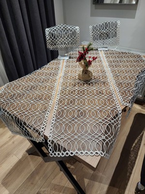 Yalıns Home Deniz- Modern Siyah Zemin Üzerıne Işlemeli Runner Set RUNNER:140X40 ŞÖMEN:95X40 PEÇETE:43X30