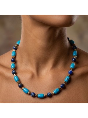 THEIA GemWorks Naya - Lapis Lazuli, Turkuaz ve Hematit El Yapımı Kolye