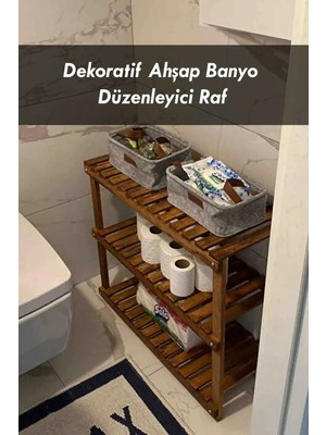 Moola Ahşap Banyo Düzenleyici Raf , 3 Katlı Ahşap Çok Amaçlı Organizer