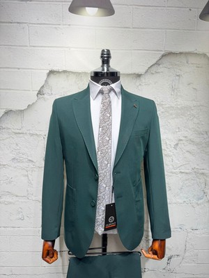 Dupont Classics Dupont Erkek Torba Cepli Takım Elbise - Slim Fit 6 Drop Puntolu Çift Yırtmaç Likralı Viskon