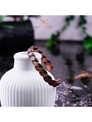 Dmt Copper Home %100 Bakır El Yapımı Şık Tasarım Kalın Dövülmüş Saf Bakır Bilezik Bakır Takı Romatizma Bilekliği Işıklı Kutulu
