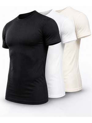 Sapeur 3'lü Paket Erkek Premium Dar Compression Tişört - Esnek ve Nefes Alan, Spor & Günlük Tişört