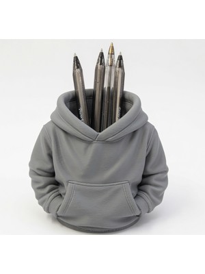 Sepetzone Sevimli Kapüşonlu Sweatshirt Kalemlik 3D Baskı - Ofis ve Öğrenci Masası Dekoru