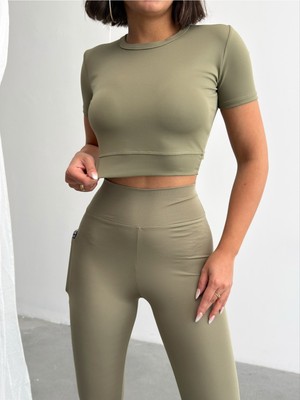 Opendo Bisiklet Yaka Body Crop T-Shirt