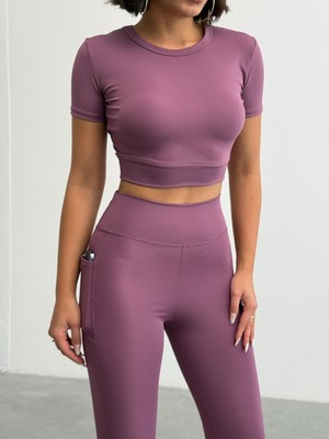 Opendo Bisiklet Yaka Body Crop T-Shirt