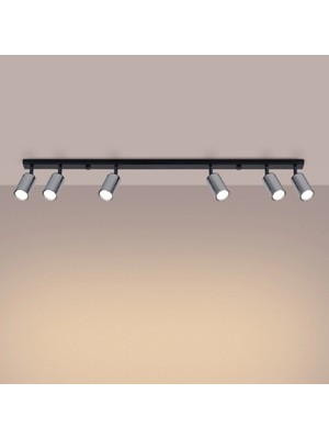 Riolight Riolıght Modern Siyah Metal Gövde Krom Hareketli Başlık 6lı LED Spot Avize(Ampül Dahil)Uzunluk 120CM