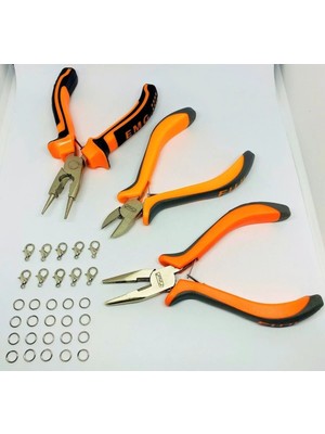 Buççin Online Mağaza Set 1 - Mini Kıvırma Takı Pensesi - Mini Karga Burun Pense - Mini Yan Keski - 3 Lü Set ( Hobi )
