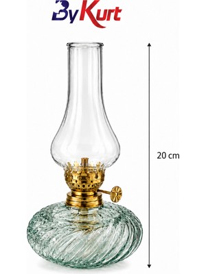 ByKurt Gaz Lambası Cam Hazneli Dekoratif Nostaljik Kamp Piknik Bahçe Balkon Masa Üstü Aydınlatma