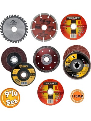 Buççin Online Mağaza Ahşap Metal Mermer Granit Seramik Kesici Disk Seti Kesme Zımparalama Daire Disk Bıcak 115MM Ispirel