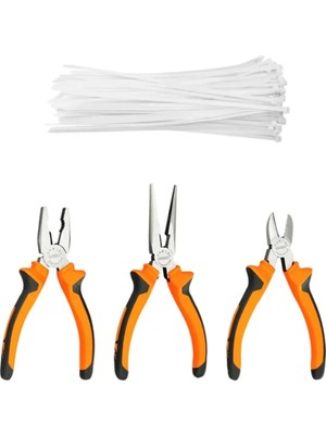 Buççin Online Mağaza Mini Pense Kargaburun Yankeski 3'lü Set + 100 Plastik Kelepçe