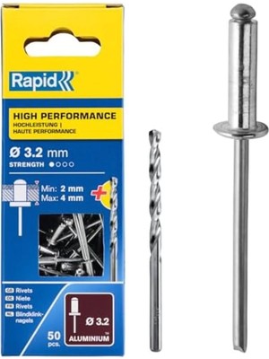 Buççin Online Mağaza Zkra Shop Kör Perçin Alüminyum, 50 Adet Matkap Ucu Dahil, 3,2 x 8 Mm, 5000383 1053162