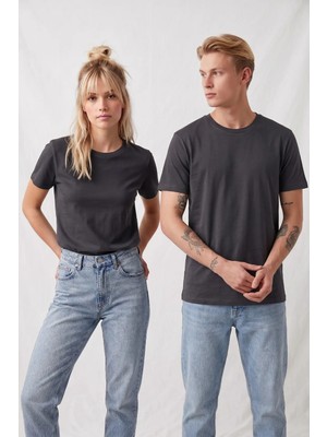 Borboleta Home Antrasit Regular T-Shirt %100 Pamuk Süprem Unisex Baskıya Uygun Basic Tişört