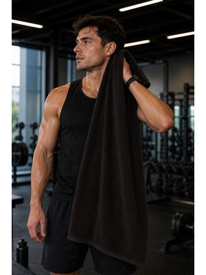 ALAS Siyah Spor Fitness Antrenman Havlusu 50X90 cm